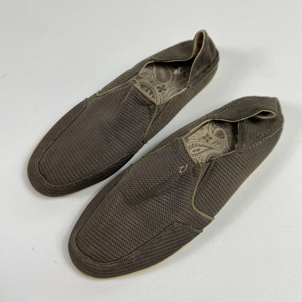 OluKai Waialua Mesh Shoes Womens‎ Size 10 Brown Slip On Comfort Casual Loafers